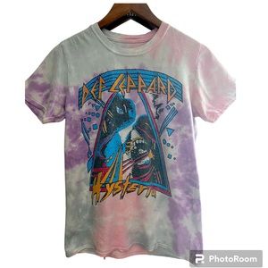 Def Leppard Hysteria Tie Dye T Shirt Retro Tour Size S Heavy Metal Rock Concert